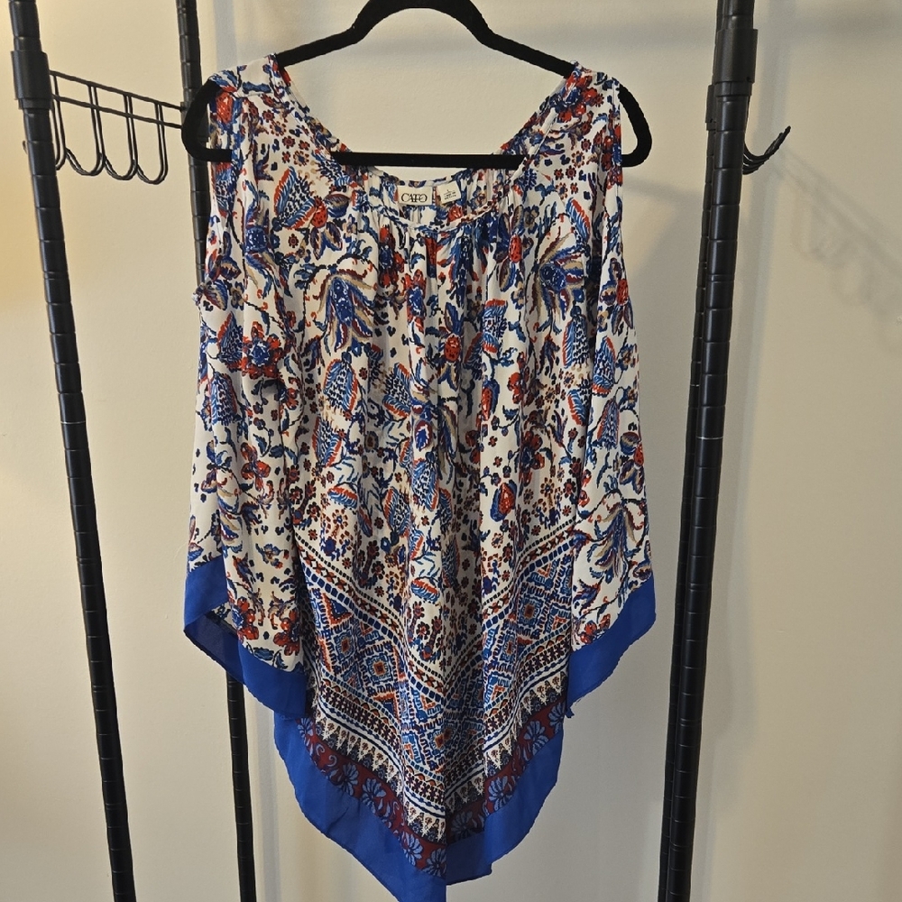 Cupid Blue and White Floral Blouse